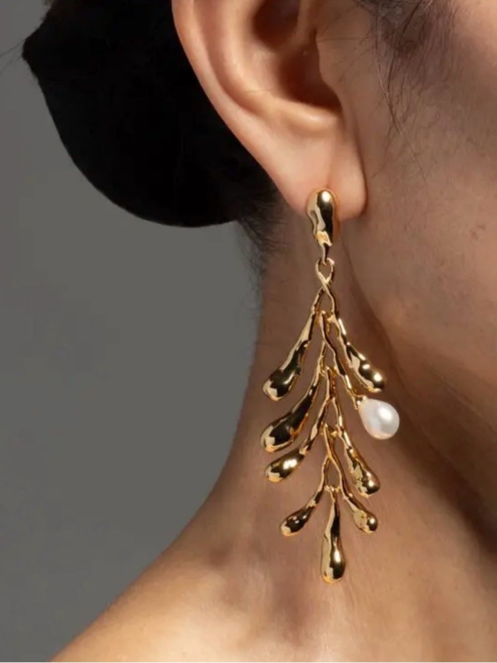 NEW Alexis Bittar Peral Genuine Pearl Statement Earrings 14K Gold Plate AU06